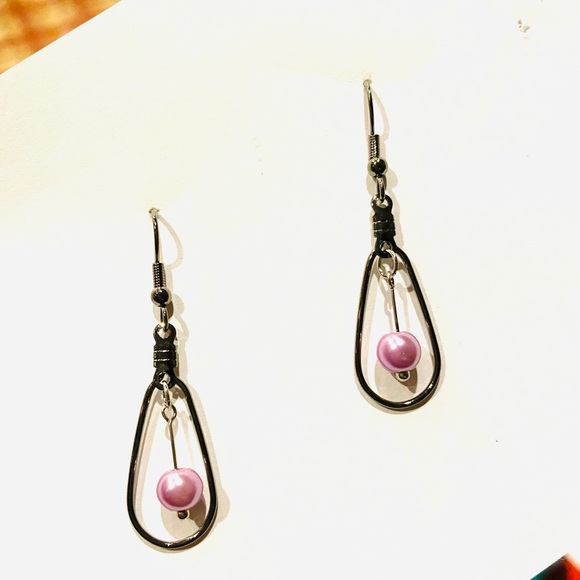 Light Purple Beaded Teardrop Earrings - Picture 2 of 5